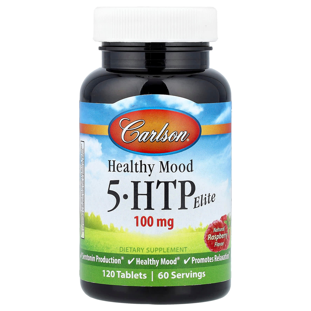 Carlson, Healthy Mood, 5-HTP Elite, натуральная малина, 100 мг, 120 таблеток (50 мг в 1 таблетке)