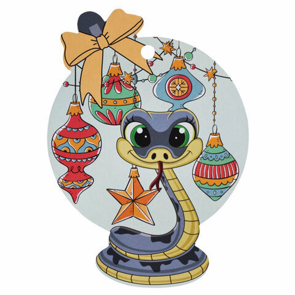 Новогоднее подвесное украшение 11 см, "Змейка на удачу" со скретч-слоем и предсказаниями, 92088