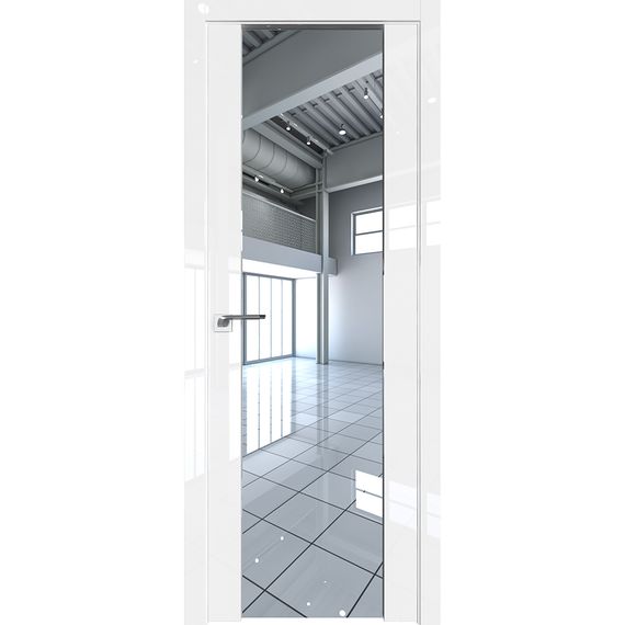 Фото межкомнатной двери экошпон Profil Doors 8L белый люкс зеркальный триплекс с двух сторон