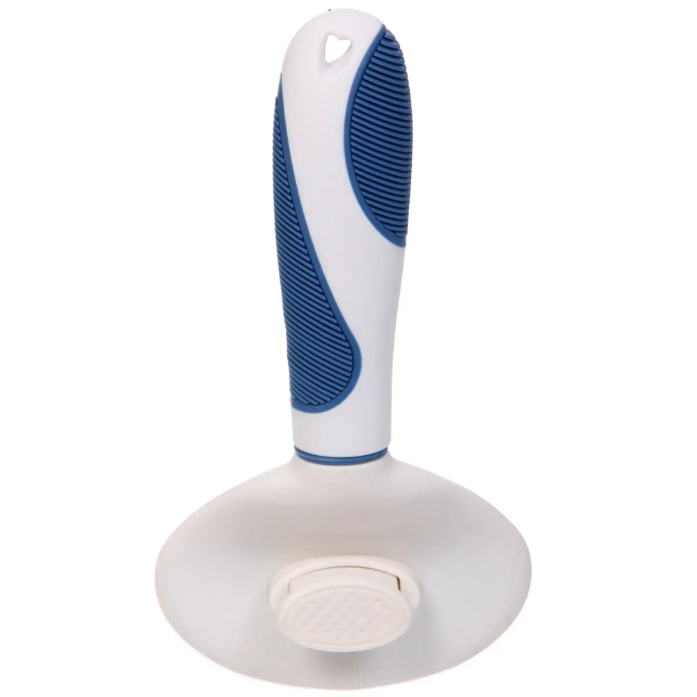 Расческа - пуходёрка для животных «ЛАПУСИКИ», коллекция БРО, прорезиненная ручка, цвет белый/голубой, 11.5*21.5см (блистер)