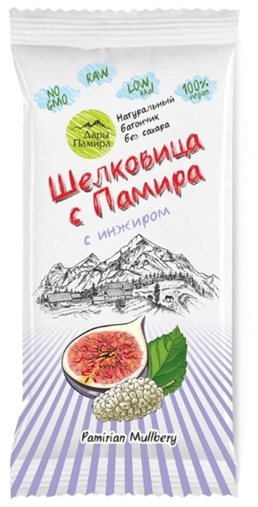 Фруктовый батончик Дары Памира Шелковица с Памира без сахара с инжиром, 20 г