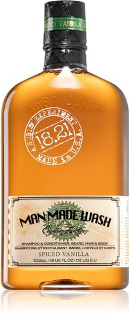 18.21 Man Made Spiced Vanilla Wash - Шампунь, кондиционер и гель для душа 3 в 1 для волос, бороды и тела /   532  ml  / GTIN 860341002138