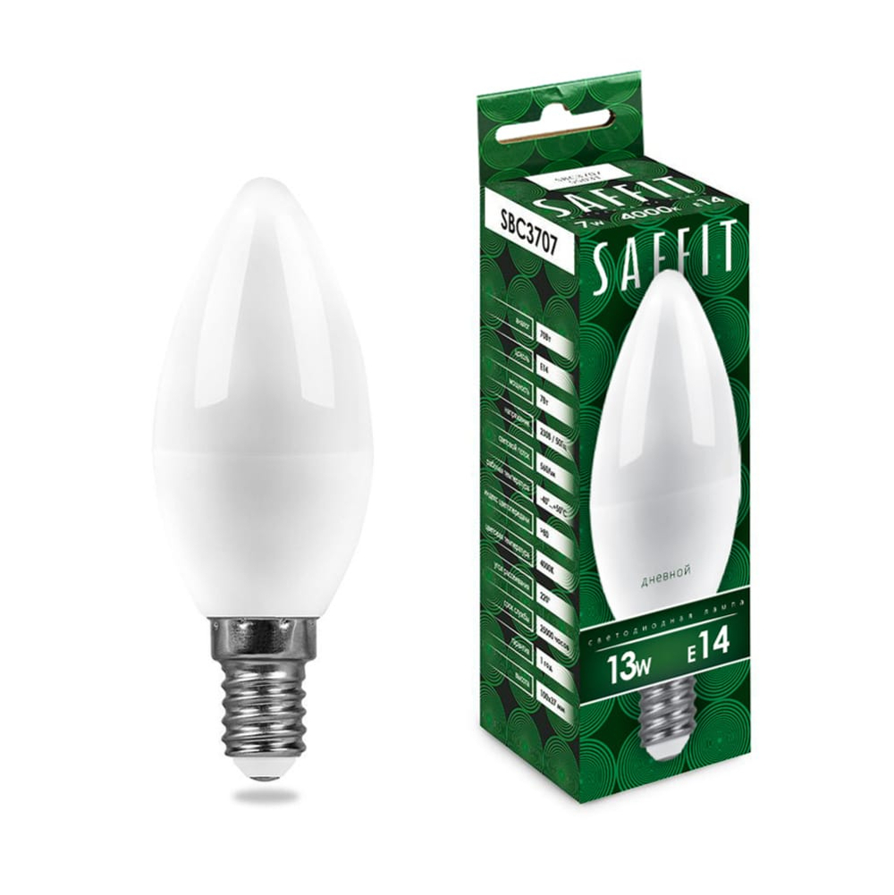 Лампа светодиодная LED SAFFIT свеча SBС3713 13W Е14 С37 6400K 1070Лм