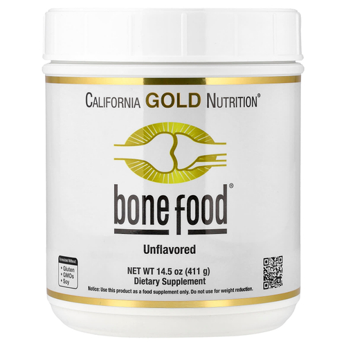 California Gold Nutrition, Bone Food с пептидами коллагена, гиалуроновой кислотой, витаминами и минералами, без ароматизаторов, 411 г (14,5 унции)