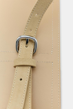 ZARA РЕМЕНЬ-СУМКА С КАРМАНАМИ ИЗ 100% КОЖИ, СВЕТЛО-ЖЕЛТЫЙ