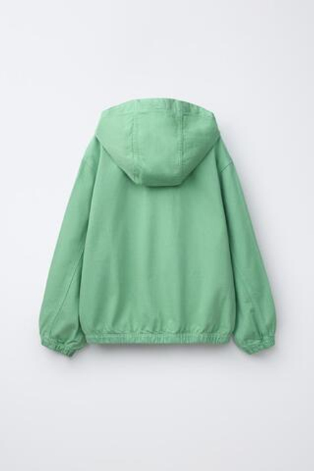 ZARA КУРТКА С КАПЮШОНОМ И ЭТИКЕТКОЙ, ЗЕЛЕНЫЙ