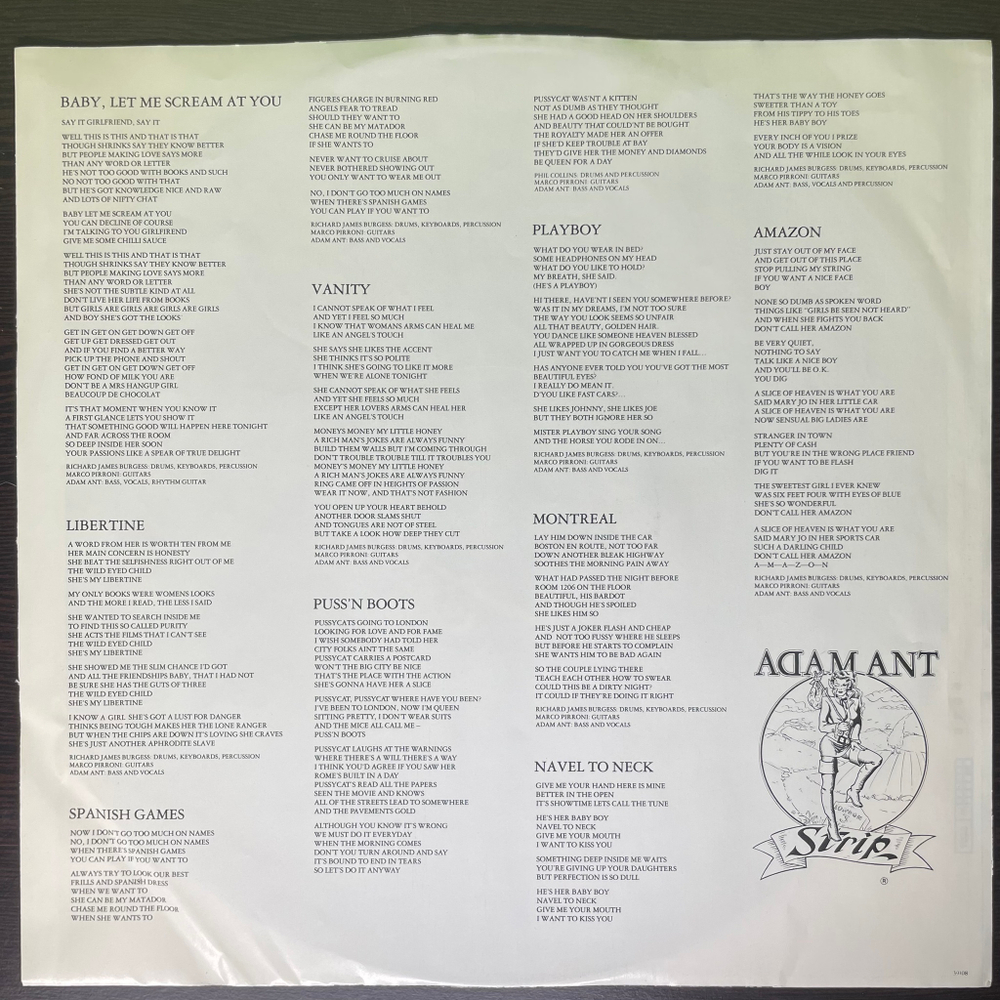 Adam Ant ‎– Strip (США 1982г.)