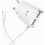 СЗУ USB Hoco C59A (12W, 2 порта, кабель MicroUSB) Белый