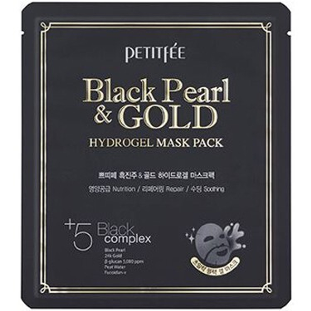 Маска гидрогелевая с жемчугом и золотом Petitfee Black pearl&gold hydrogel mask pack, 32 г