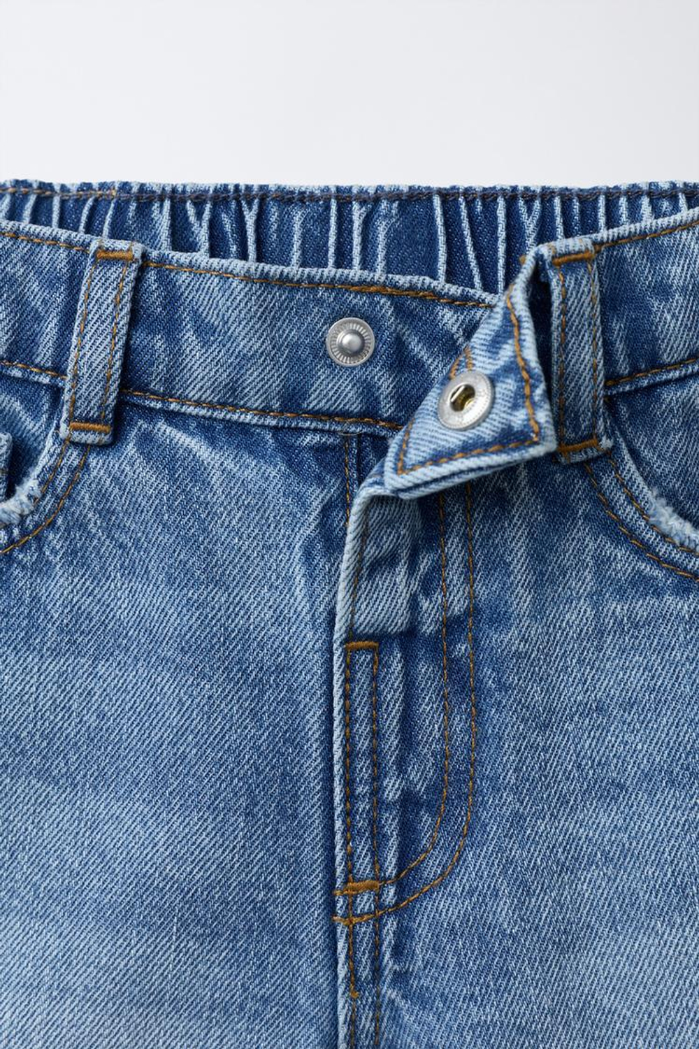 ZARA ДЖИНСОВЫЕ ШОРТЫ BAGGY С РАЗРЕЗАМИ, СИНИЙ