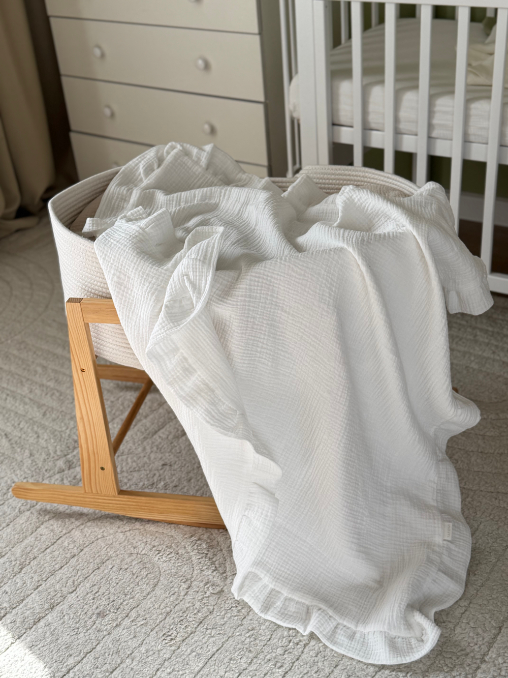 Плед из муслина с рюшами, Белый