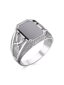 Серебряная печатка с черным агатом