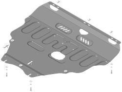 Защита картера двигателя, КПП. 2 мм, Сталь. для Volvo V50 2004-2012, Motodor.72601