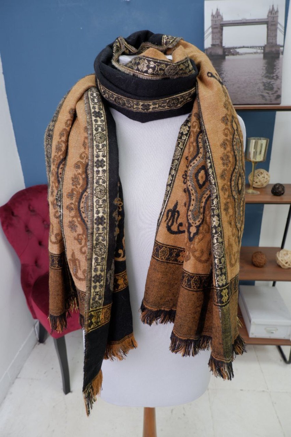 Шарф с шерстью