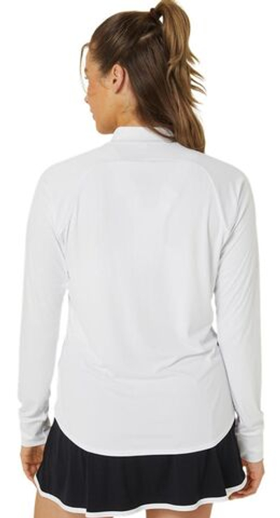 Женская теннисная футболка (dł. Рукава) Asics Court Long Sleeve 1/2 Zip Top - brilliant white/brilliant white