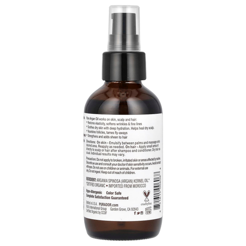 Pura D'or, Органическое аргановое масло, 118 мл (4 жидк. унц.)