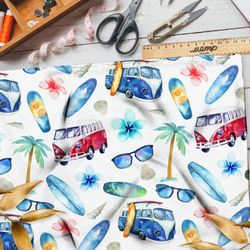 Ткань поплин автобусы на пляже