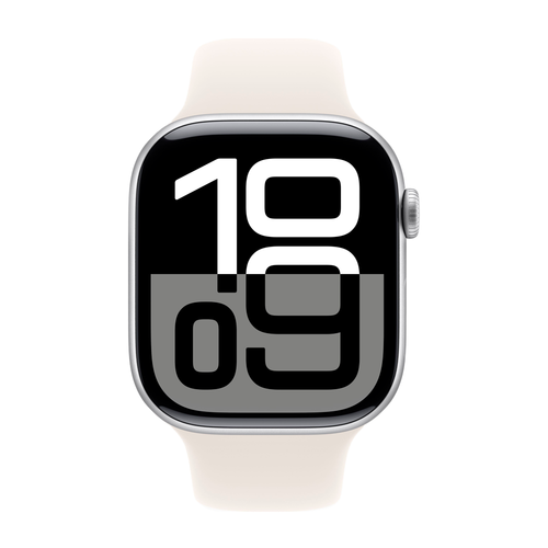 Умные часы Apple Watch Series 10 GPS, 46mm, Silver Aluminium Case with Sport Band M/L, Starlight (Серебристый)