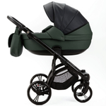 Детская коляска Adamex Lanti Deluxe 2 в 1 LN-SD41 (ЧЕРН. КОЖА + Т.ЗЕЛЕН.КОЖА)