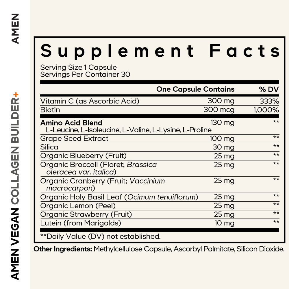 Codeage, Amen, Vegan Collagen Builder+, 30 вегетарианских капсул
