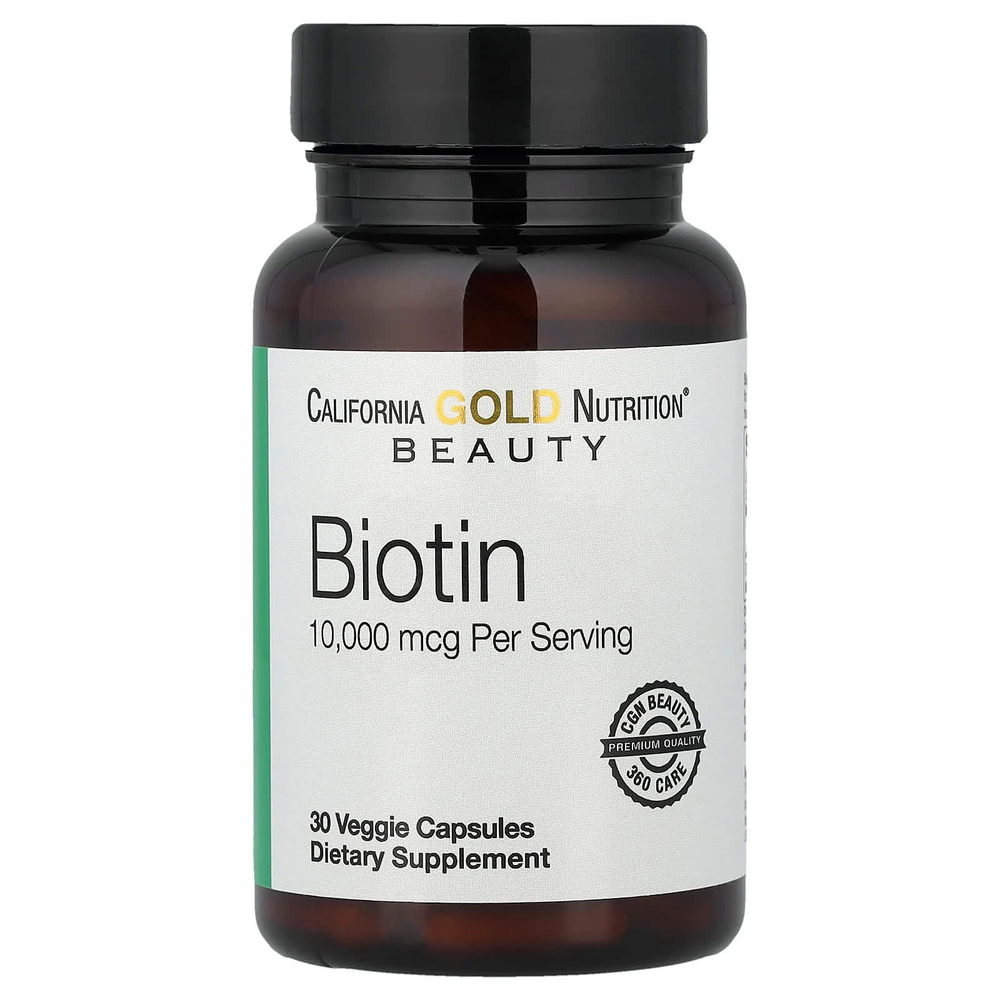 California Gold Nutrition, Биотин, 10 000 мкг, 30 растительных капсул