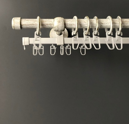 Карниз кованый Заглушка Ост d16 мм двухрядный со второй направляющей, цвет белое золото