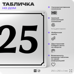 Адресная табличка с номером дома 25, на фасад и забор, белая, Айдентика Технолоджи
