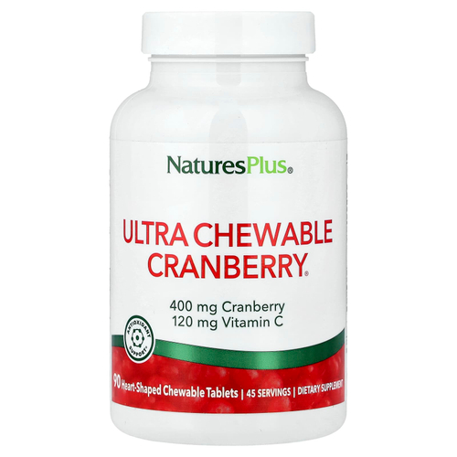 NaturesPlus, Ultra Chewable Cranberry®, 90 жевательных таблеток в форме сердца