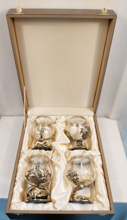 Набор из 4-х бокалов для коньяка "Охотничий" (подарочный футляр)