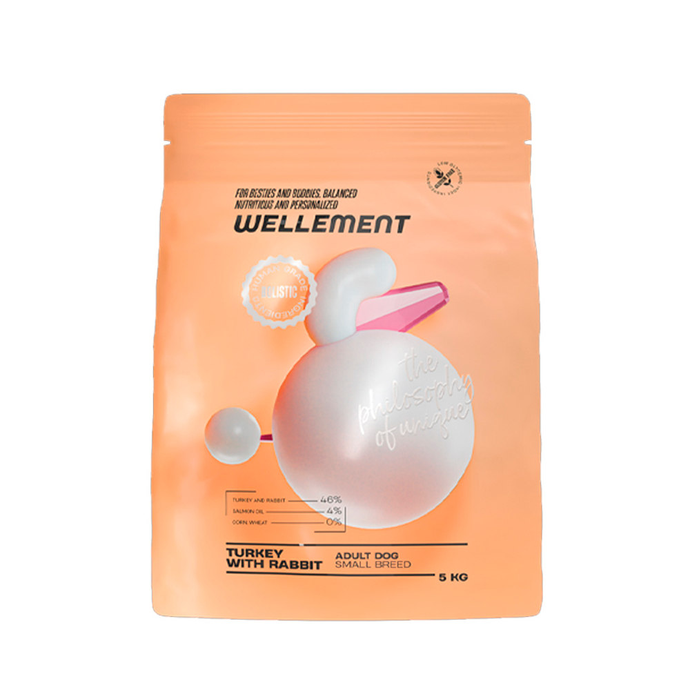 Сухой корм для собак маленьких пород с индейкой и кроликом Wellement