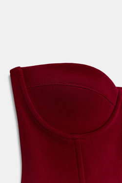 ZARA ЭЛАСТИЧНЫЙ ТРИКОТАЖНЫЙ КОРСЕТ, ЯРКО-КРАСНЫЙ