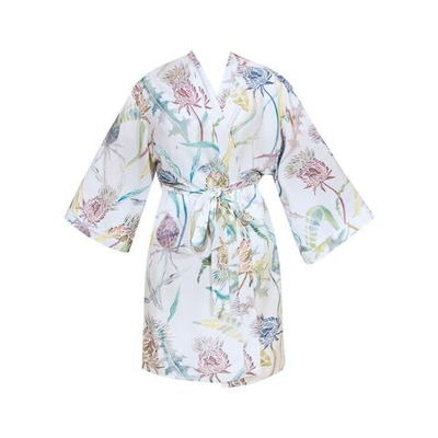 Халат-кимоно Leocadia с длинным рукавом (Размер: L) (Цвет: белый)