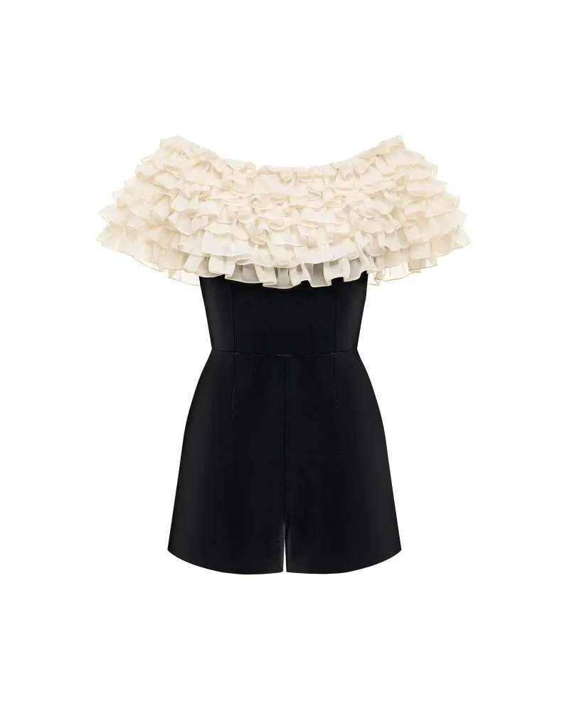 Abby, комбинезон из бархата с оборками из шифона