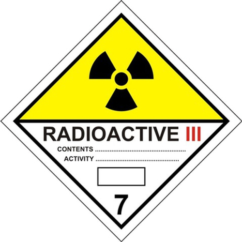 Знак-наклейка "Радиоактивные материалы, категория 3", класс 7
