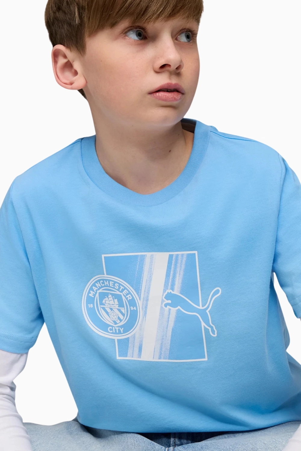 Футболка Puma Manchester City 25/26 FtblCulture Tee Junior - голубой