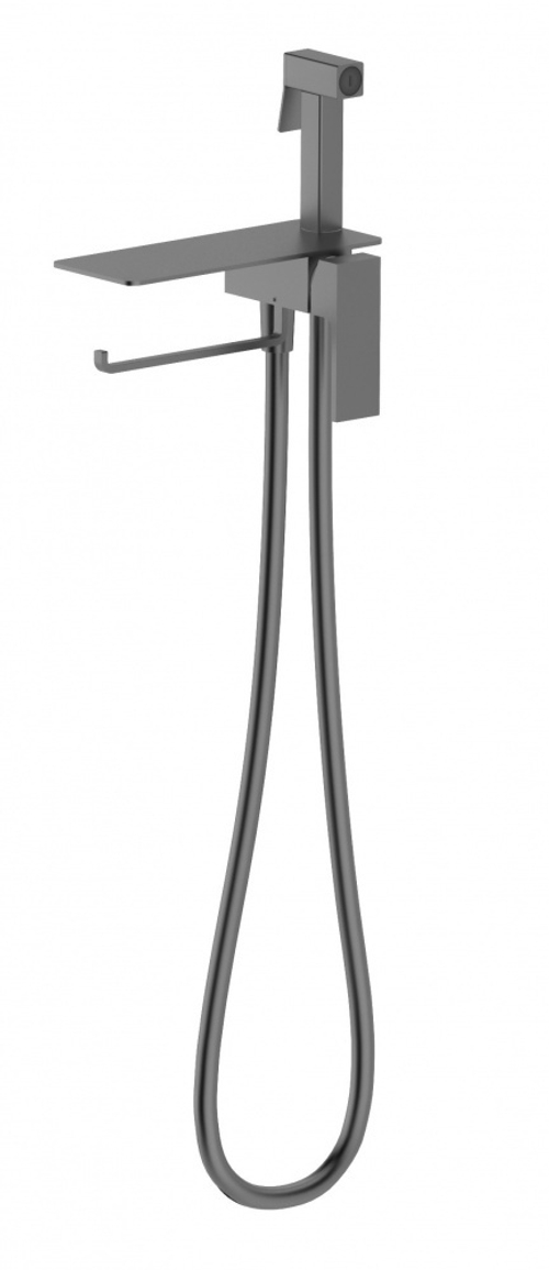 393052-G Смес. встра. с ГИГ. душем, полкой и держ. полотенца (ГРАФИТ) ViEiR (10/1шт)