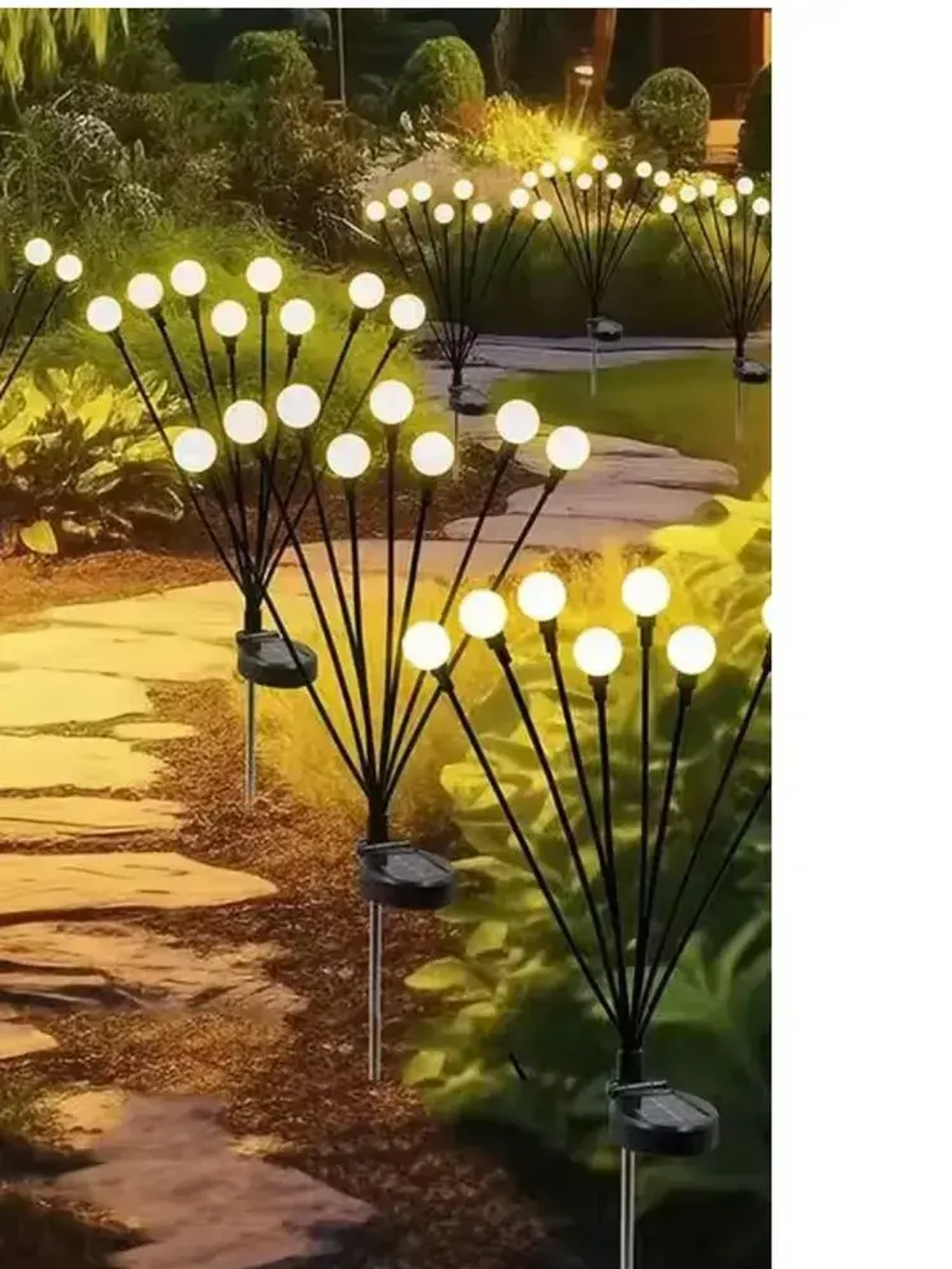 Светильник садовый уличный, светлячок, 2х10 ламп, на солнечных батареях