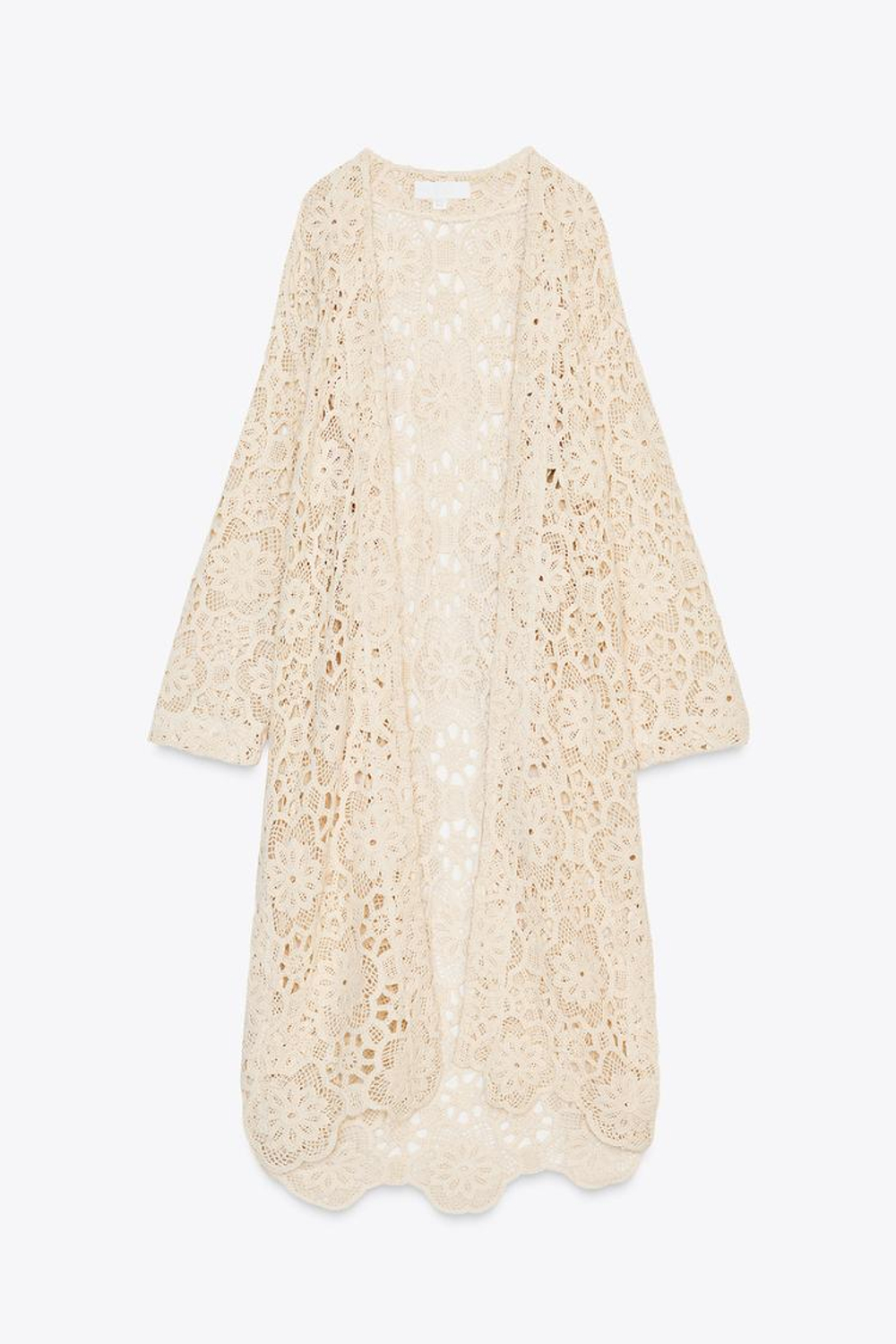 ZARA КАРДИГАН ИЗ КРУЖЕВА КРОШЕ, СВЕТЛО-БЕЖЕВЫЙ