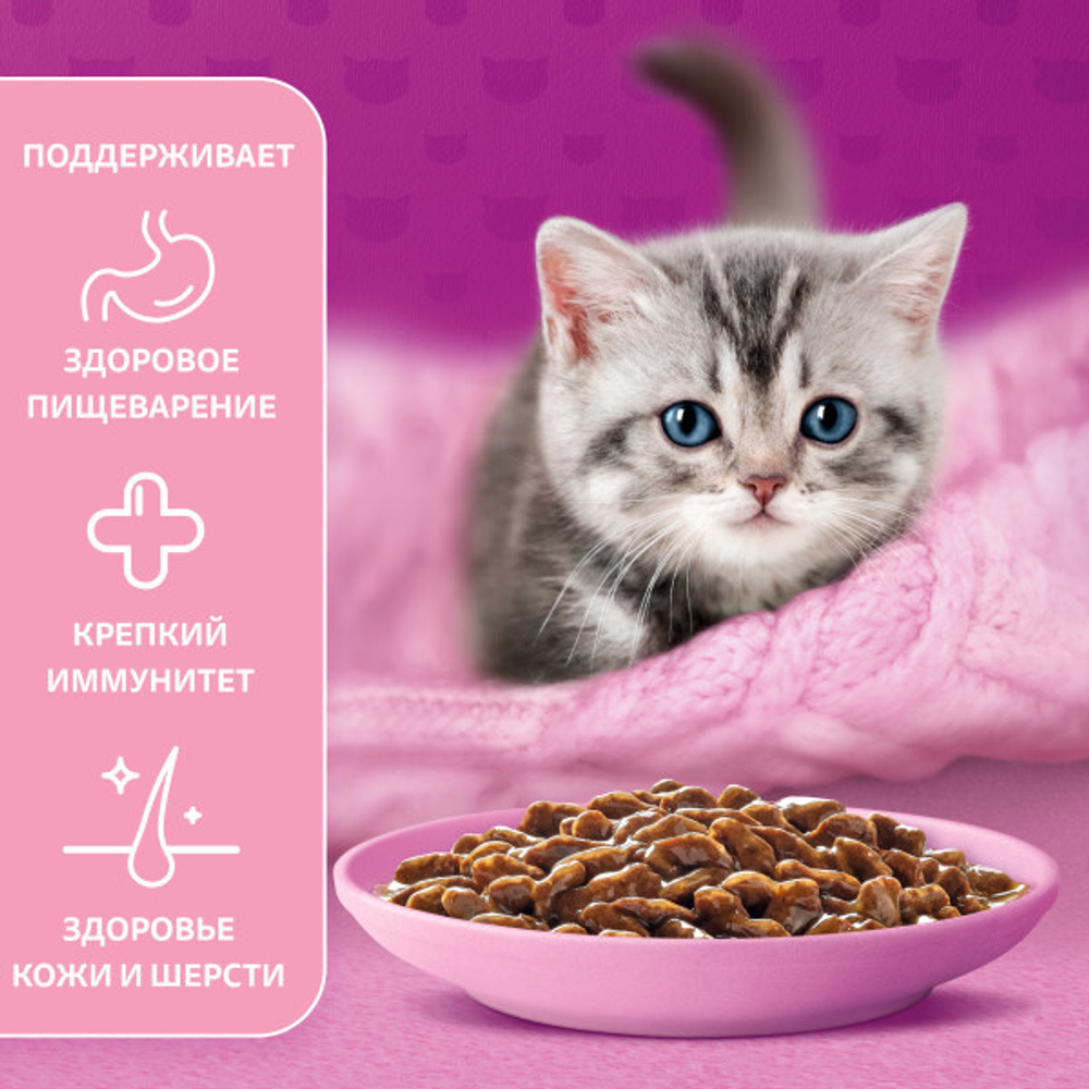 Корм влажный Рагу Ягненок для котят от 1 мес, 75г  Whiskas