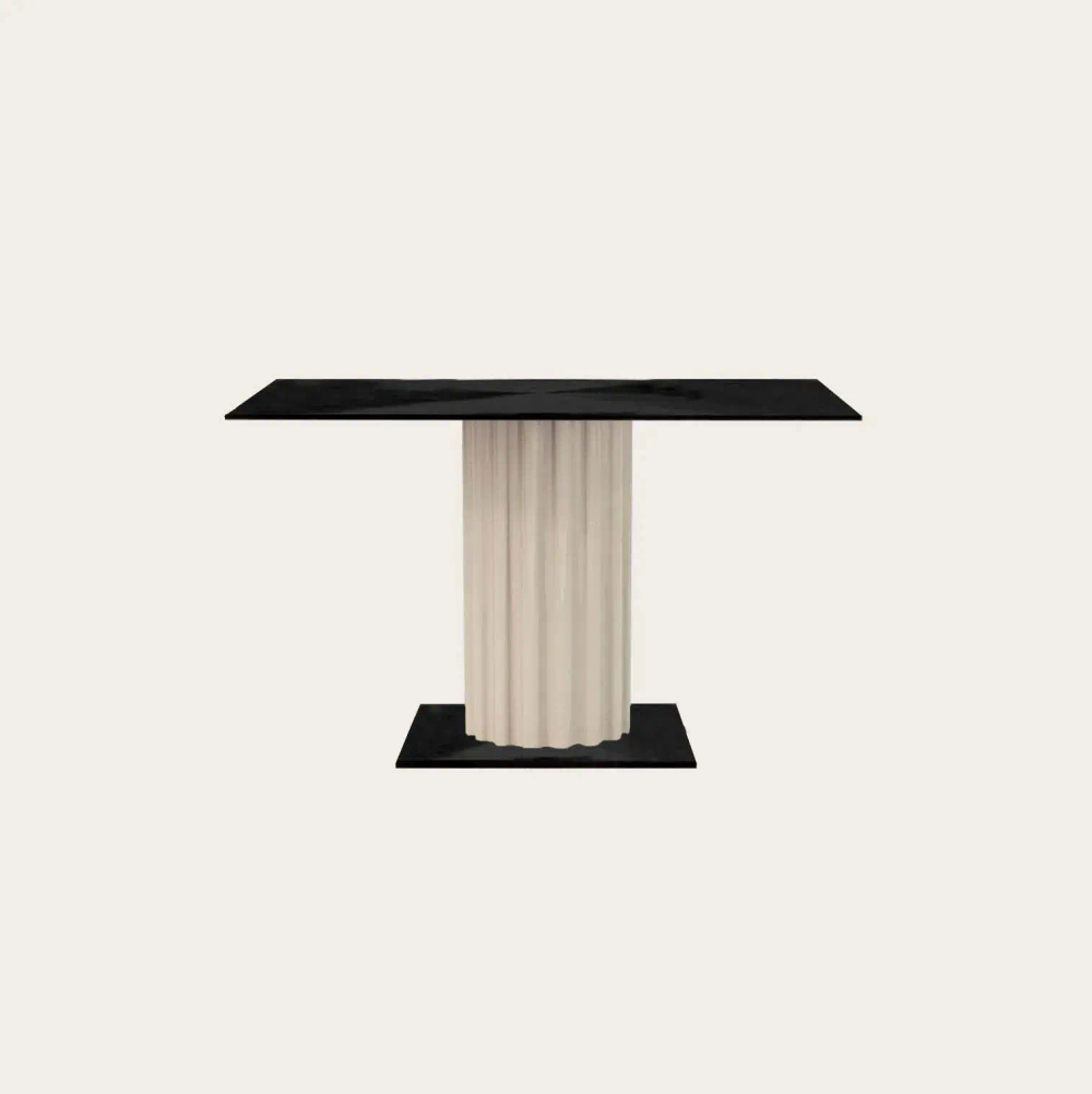 Столик Sonica с квадратной столешницей, черный металл, бежевый