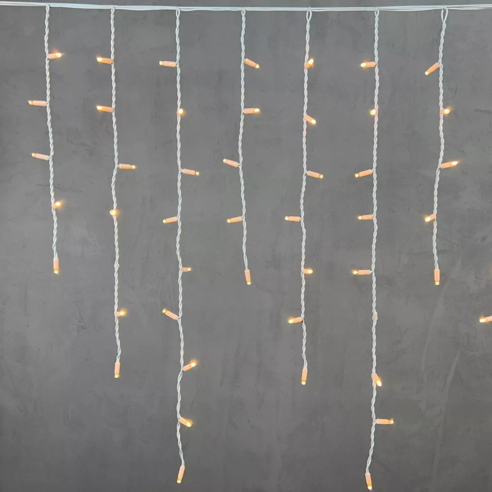 Светодиодная бахрома с колпачком 3,2*0,9 м., 168 экстра теплых белых LED ламп, каучуковый белый провод, LTC (LL168-8-2EWW)