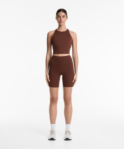 Oysho Топ-майка Comfortlux с тесемками и чашками, шоколадный