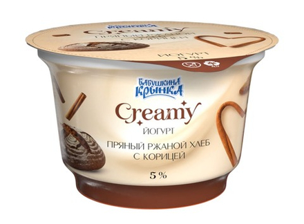 Йогурт "Creamy" 5% 200г. Пряный ржаной хлеб с корицей Бабушкина крынка