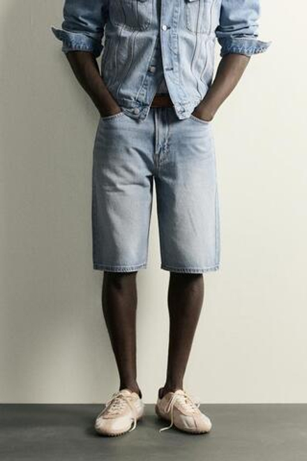 ZARA ДЖИНСОВЫЕ ШОРТЫ LOOSE FIT, ВЫЦВЕТШИЙ СИНИЙ