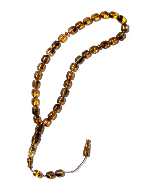 Четки мусульманские мужские из натурального камня янтаря, бусина 10 на 7 мм. Ручная работа Калининградских мастеров