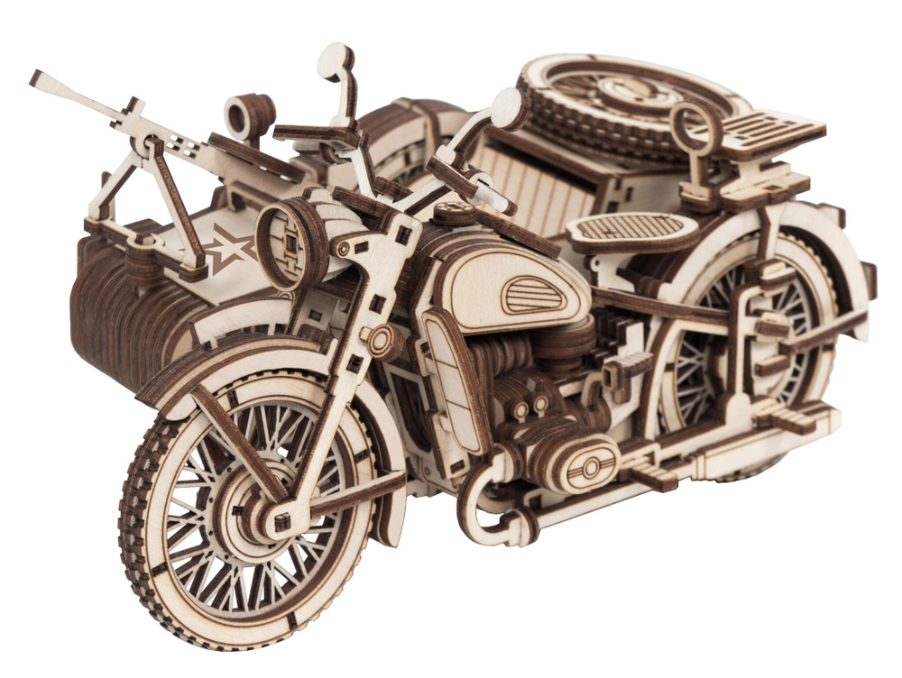 Конструктор из дерева Армия России Мотоцикл с коляской
