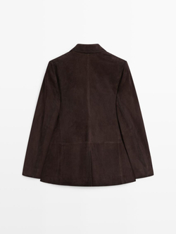 Massimo Dutti Замшевый блейзер, коричневый