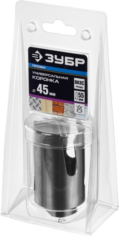 ЗУБР Проуниверсал, 45 мм, коронка с твердосплавными резцами, Профессионал (29514-45)