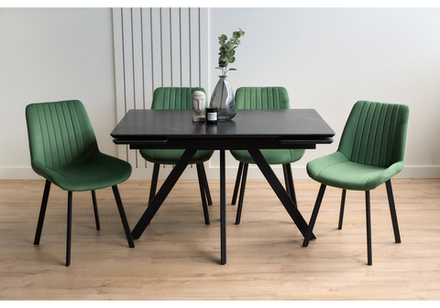 Керамический стол Woodville Вилли 120(180)х80 shakespeare black, черный, ножки черные