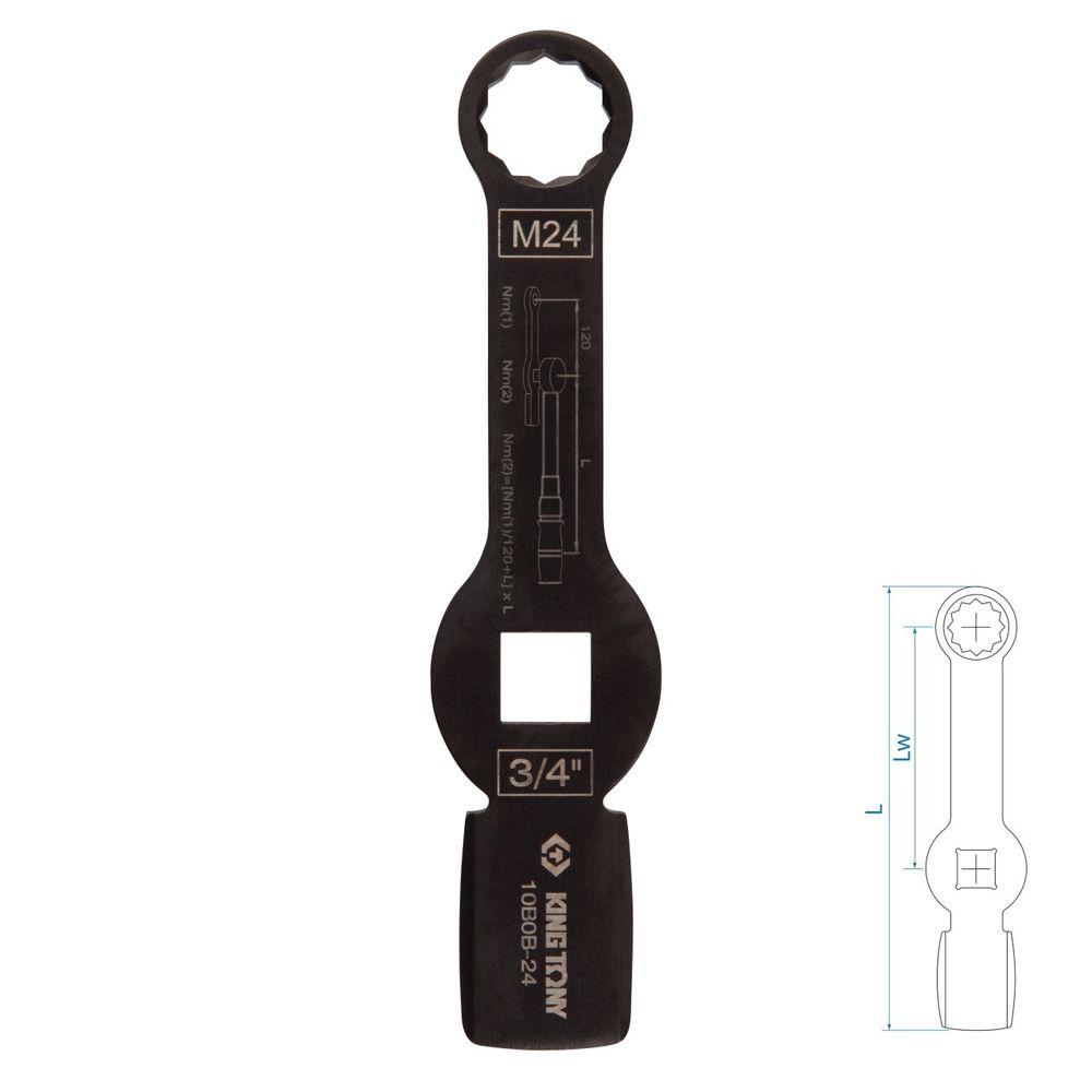 KING TONY (10B0B-24) Ключ для тормозных суппортов грузовых автомобилей M24, 3/4", ударный